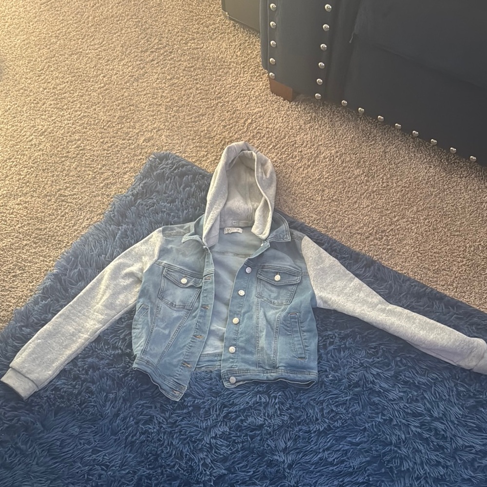 Kids Denim and Gray Hooded Jacket